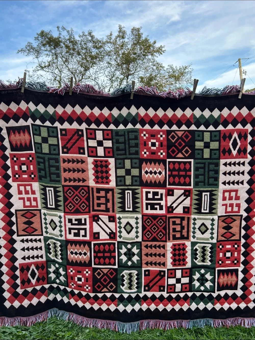 Crown Crafts Woven Throw American Indian & Quilt Motifs